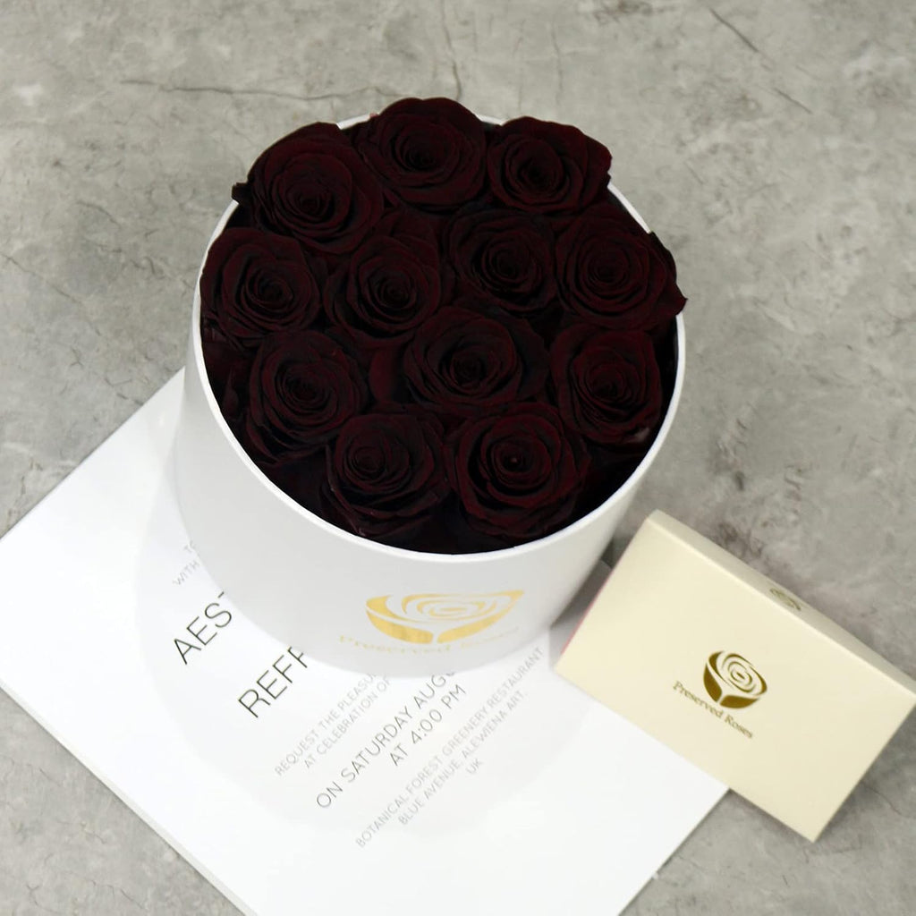 Eternal Real Rose, Rose Gift for Her 12 Real Rose in Box Handmade Rose Eternal Long Lasting Rose for Mother Wife Valentine'S Day Christmas Mother'S Day Girlfriend Birthday Gift (Redwine)