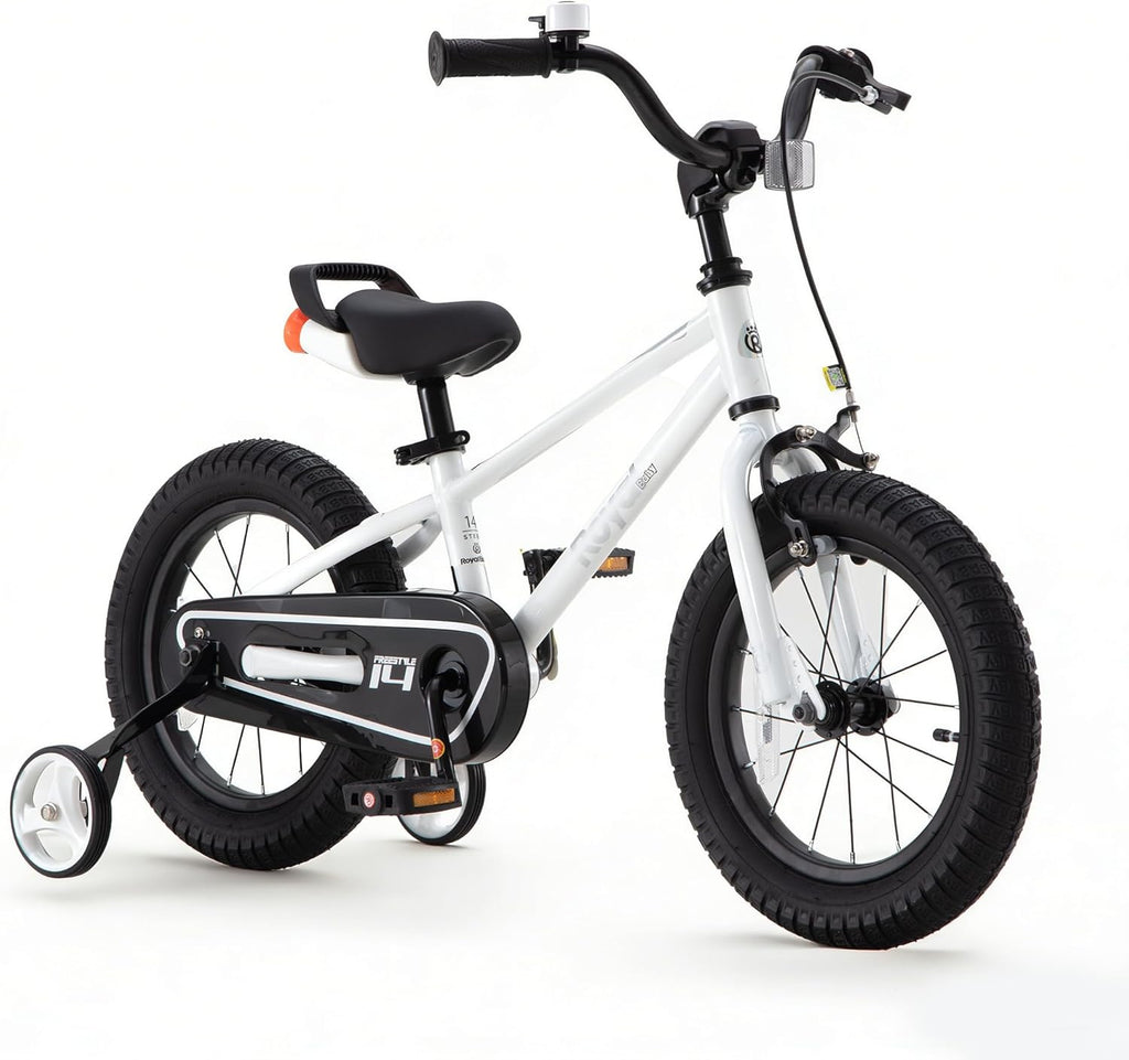 Freestyle Kids Bike Boys Girls 16 Inch BMX Childrens Bicycle with Training Wheels & Kickstand for Ages 4-7 Years, White