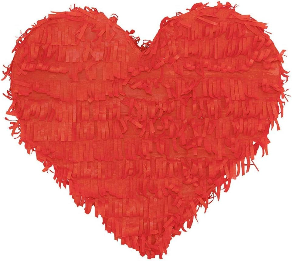 Valentine Heart Shaped Pinata Solid Red Bright Color for Anniversaries Centerpieces Decoration and Photo Prop (Solid Red)