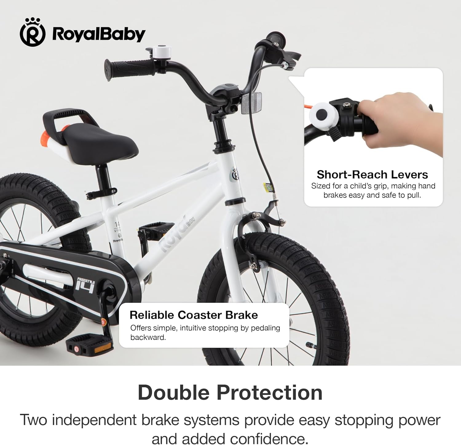 Freestyle Kids Bike Boys Girls 16 Inch BMX Childrens Bicycle with Training Wheels & Kickstand for Ages 4-7 Years, White