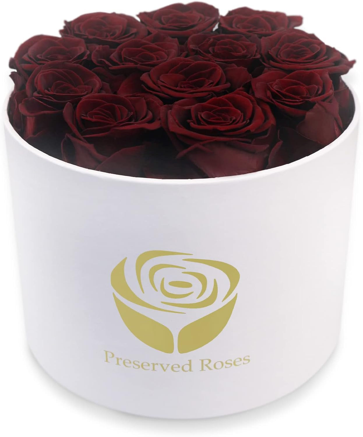 Eternal Real Rose, Rose Gift for Her 12 Real Rose in Box Handmade Rose Eternal Long Lasting Rose for Mother Wife Valentine'S Day Christmas Mother'S Day Girlfriend Birthday Gift (Redwine)
