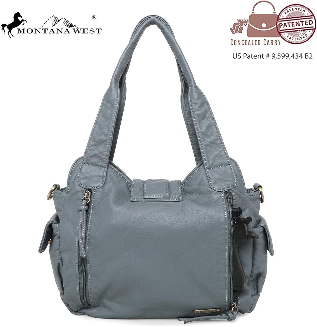 Hobo Handbags for Women Concealed Carry Purses Washed Leather Satchel Handbag Tote Shoulder Bags MWC-020JEAN