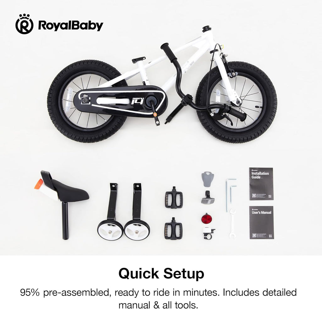 Freestyle Kids Bike Boys Girls 16 Inch BMX Childrens Bicycle with Training Wheels & Kickstand for Ages 4-7 Years, White