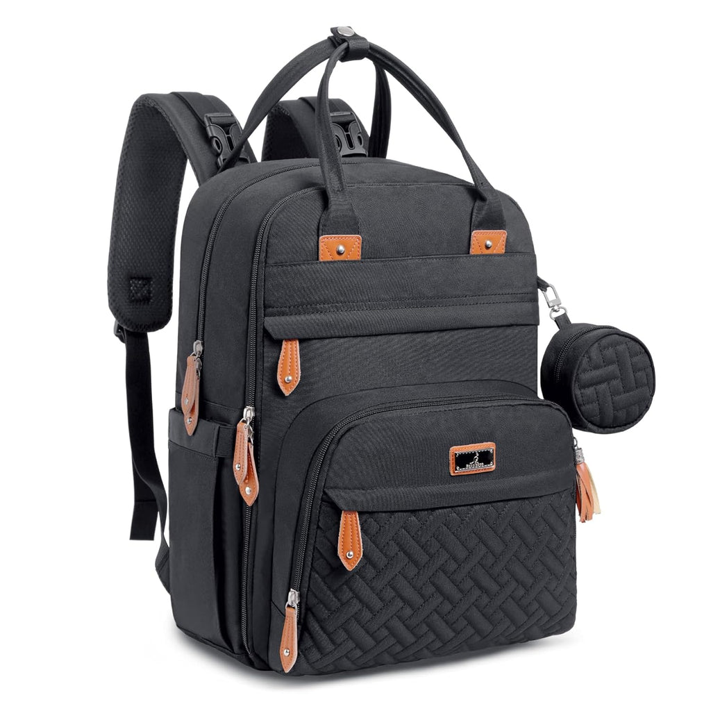 Diaper Bag Backpack - Baby Essentials Travel Tote - Multi Function Water Resistant Diaper Bag, Travel Essentials Baby Bag with Changing Pad, Stroller Straps & Pacifier Case - Unisex, Black