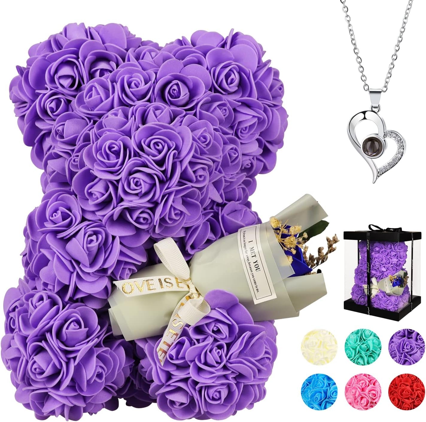 Valentines Day Gifts for Her, Rose Gifts Teddy Bear for Her, Rose Eternal Gifts Happy Birthday, Gift for Women, Mother'S Day, Ladies Wedding, Valentines Day Gift for Him Home Decor