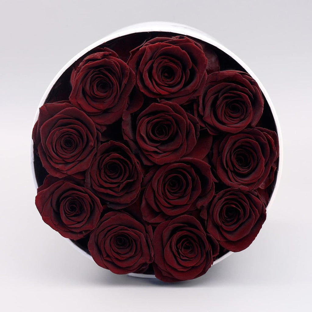 Eternal Real Rose, Rose Gift for Her 12 Real Rose in Box Handmade Rose Eternal Long Lasting Rose for Mother Wife Valentine'S Day Christmas Mother'S Day Girlfriend Birthday Gift (Redwine)